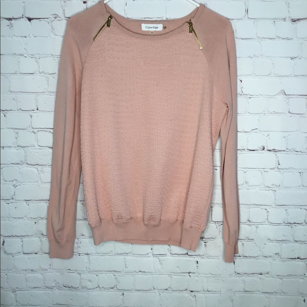 Calvin Klein Women Pale Pink Textured Knit Sweater Top‎ - Picture 4 of 15